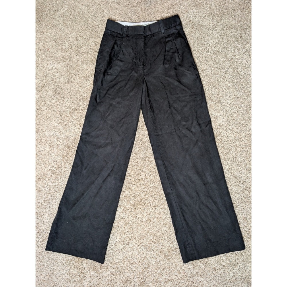 Aritzia The Effortless Pant Size 2 Black Lyocell Wide Leg Quiet Luxury